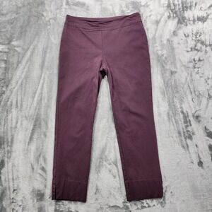 MarlaWynne Pants Womens 14 Purple Ponte Slim Tapered Ankle Pull On Stretch Work